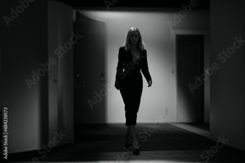 silhouette of a woman in a room