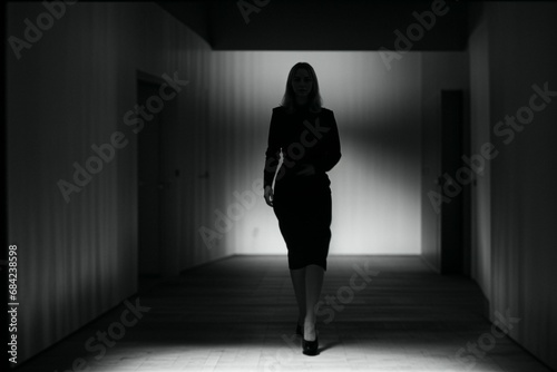 silhouette of a woman in a room