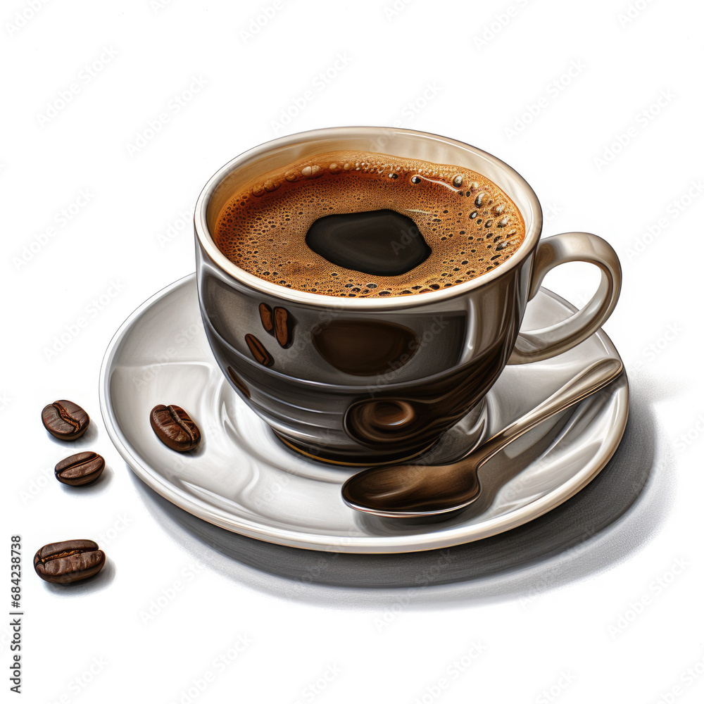 cup of coffee with beans cup of coffee with beans