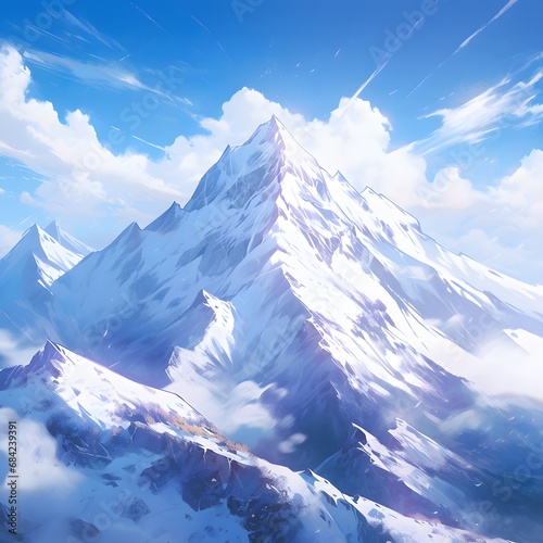 snow covered mountains in winter, Generative AI