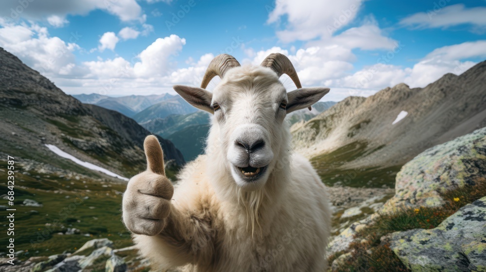 Fototapeta premium the animal smiling at the camera with thumps up