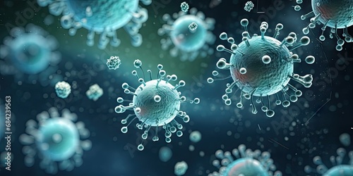 Microscopic world of contagion. Detailed illustration showcasing various viruses bacteria and microbes representing and threat of infectious diseases ideal for medical and scientific concepts