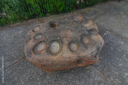 The cup-mark stone in Santa Maria Navarrese, Sardinia, Italy