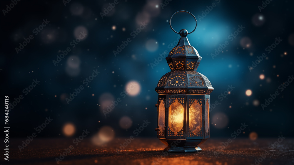 Ornamental Arabic lantern. Generative AI Ornamental Arabic lantern. Generative AI