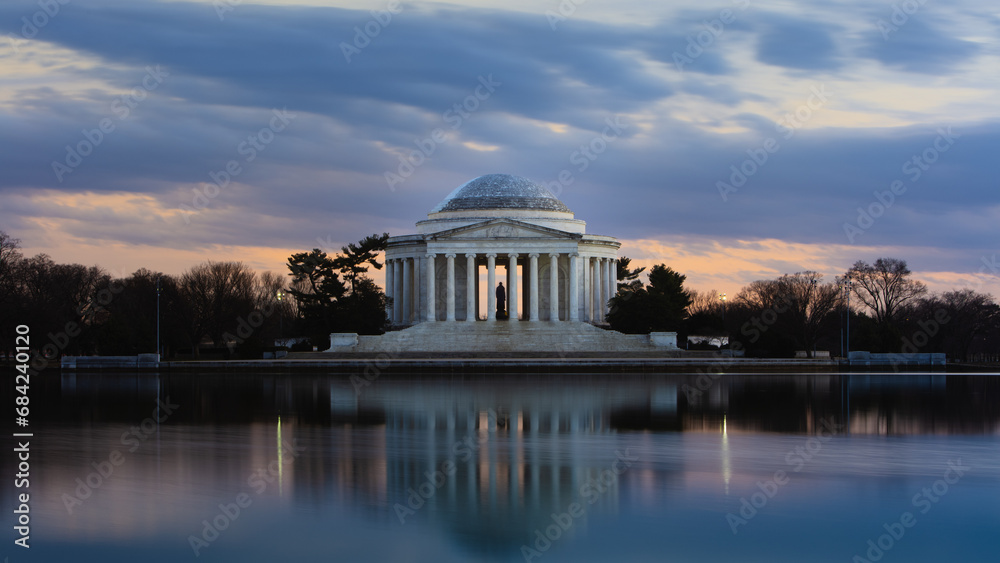Thomas Jefferson Memorial At Sunset Reflecting in Water