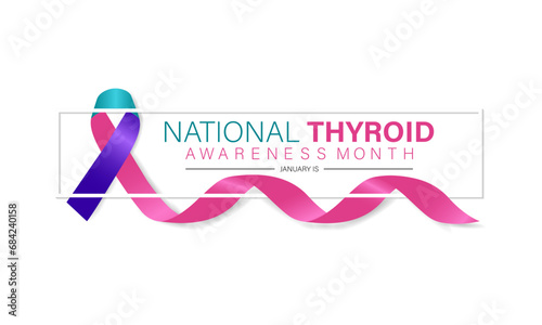 Thyroid awareness month is every year in  January. Banner, Holiday, poster, card and background design Template.