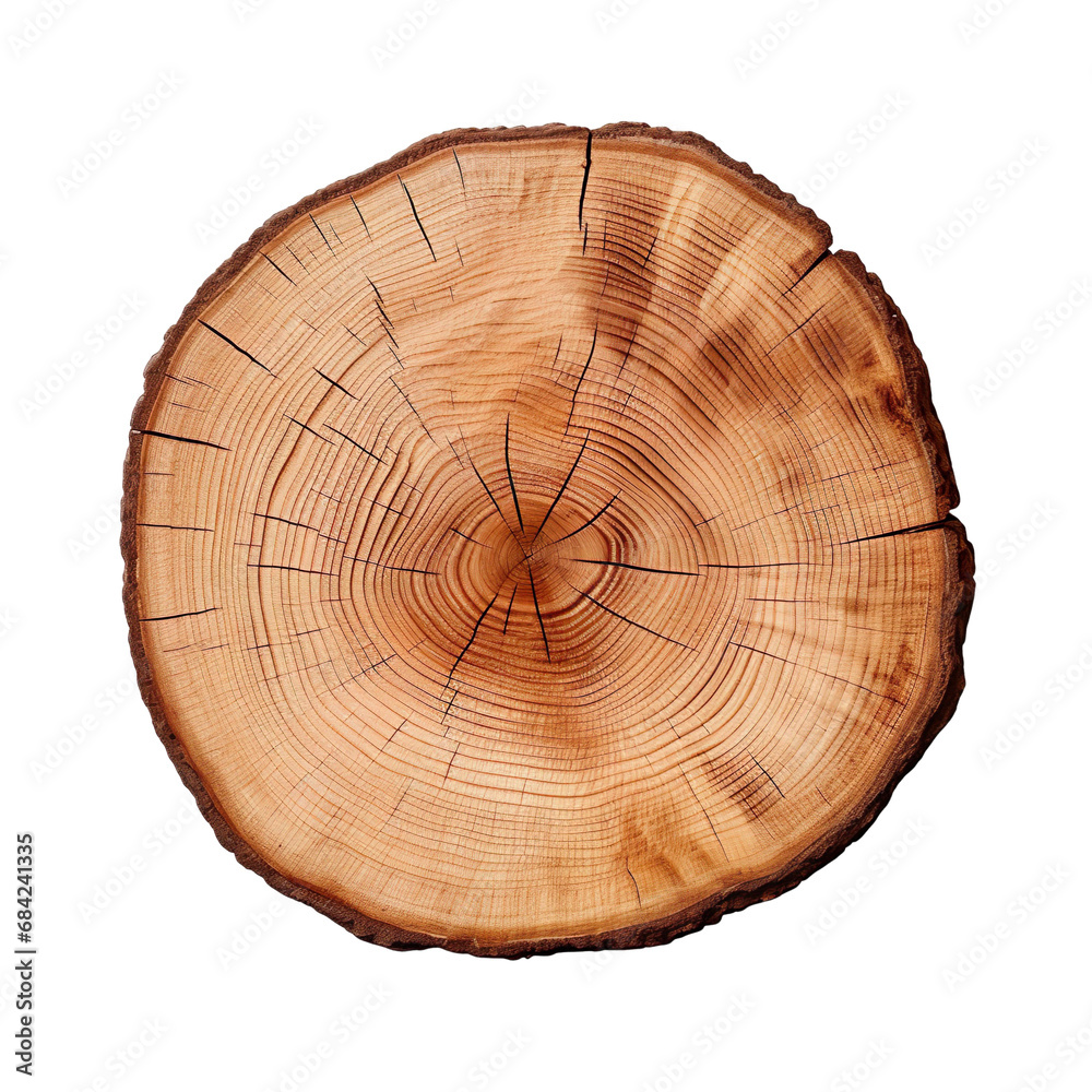 front view elm tree slice cookie isolated on a white transparent background 