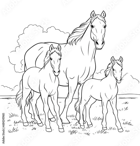 Horses in the wild coloring page - coloring book