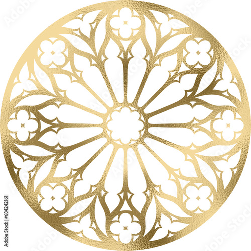 Rosette, Mandala in gold, transparenter Hintergrund