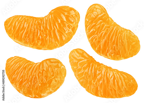 Mandarin lobule isolated on white background, clipping path, full depth of field