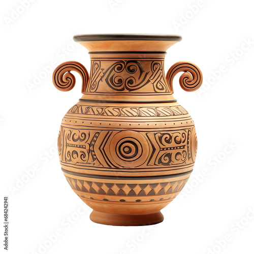 front view of Etruscan-Style vase isolated on a white transparent background
