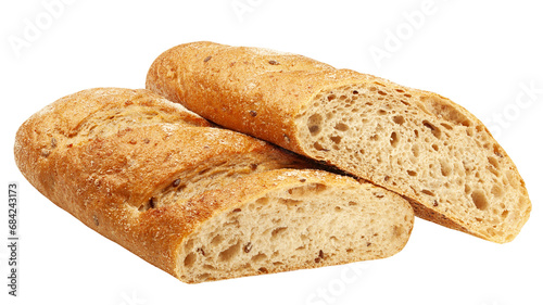 Bread isolated on white background, full depth of field