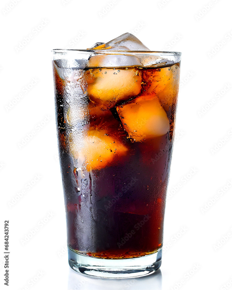 glass of cola with ice isolated on white background glass of cola with ice isolated on white background