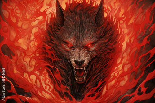 The wolf that came out of hellfire felt ferocious and frightening. photo