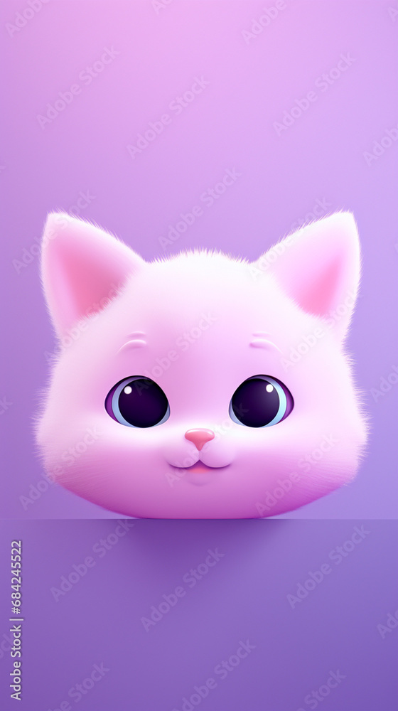 happy cat head, cartoon, minimalism, HD, 8K, light purple gradient background created with Generative Ai happy cat head, cartoon, minimalism, HD, 8K, light purple gradient background created with Generative Ai