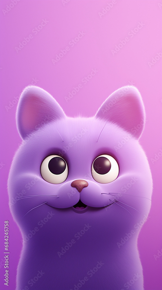 happy cat head, cartoon, minimalism, HD, 8K, light purple gradient background created with Generative Ai happy cat head, cartoon, minimalism, HD, 8K, light purple gradient background created with Generative Ai