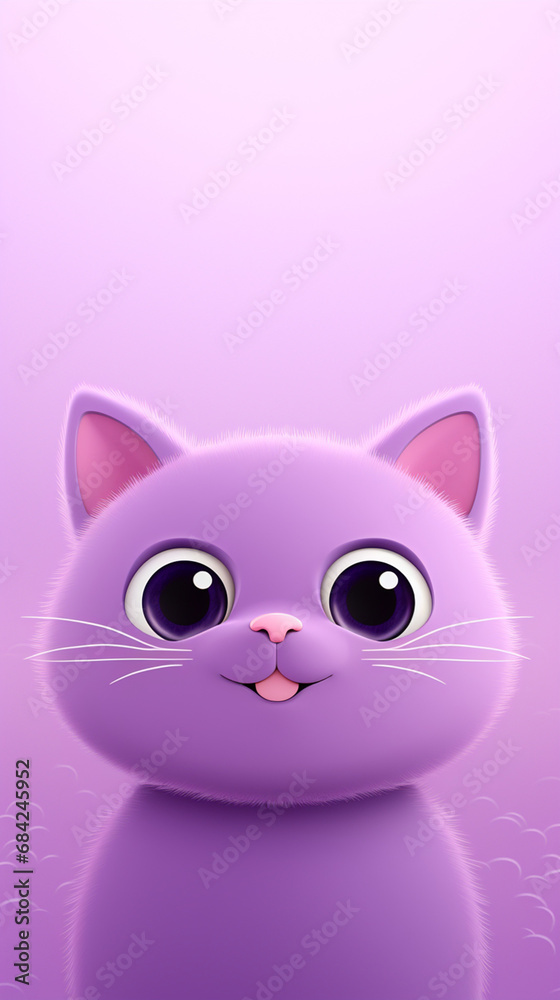 happy cat head, cartoon, minimalism, HD, 8K, light purple gradient background created with Generative Ai happy cat head, cartoon, minimalism, HD, 8K, light purple gradient background created with Generative Ai