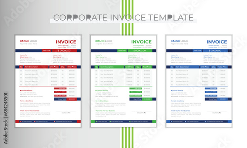 Corporate invoice design template 