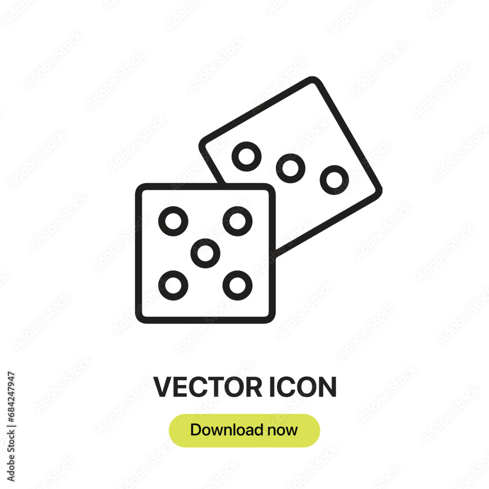 Dice icon vector. Linear-style sign for mobile concept and web design. Dice symbol illustration. Pixel vector graphics - Vector. Dice icon vector. Linear-style sign for mobile concept and web design. Dice symbol illustration. Pixel vector graphics - Vector.