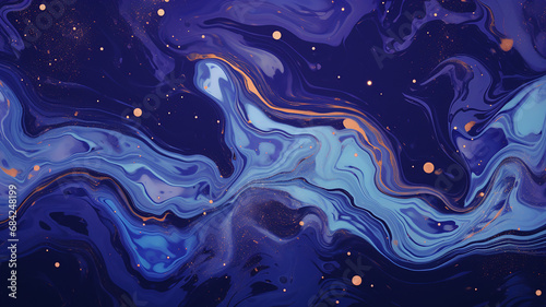 Marbled blue abstract background. Liquid marble pattern photo