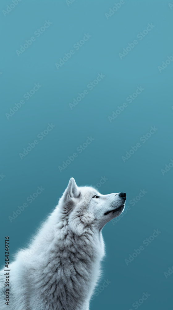 Obraz premium Ultra minimalism photography of a wolf, phone background created with Generative Ai