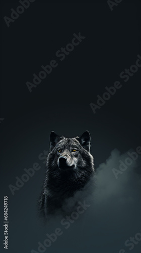 Ultra minimalism photography of a wolf, phone background created with Generative Ai © Andrii Yablonskyi