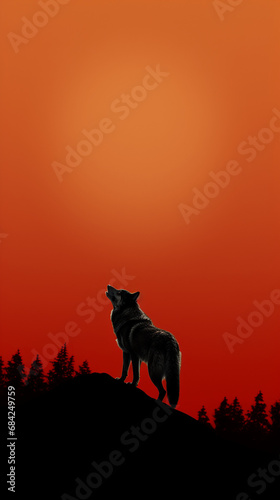Ultra minimalism photography of a wolf  phone background created with Generative Ai