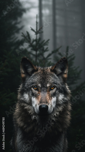 Ultra minimalism photography of a wolf, phone background created with Generative Ai