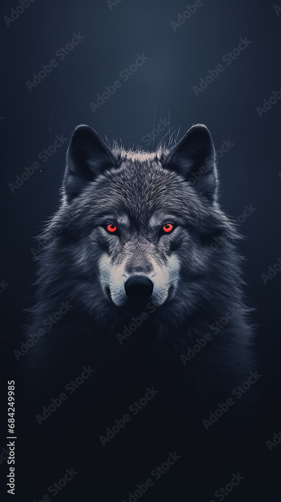 Ultra minimalism photography of a wolf, phone background created with Generative Ai Ultra minimalism photography of a wolf, phone background created with Generative Ai