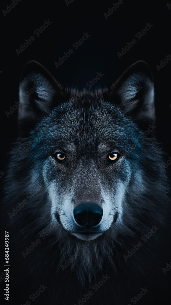 Ultra minimalism photography of a wolf, phone background created with Generative Ai
