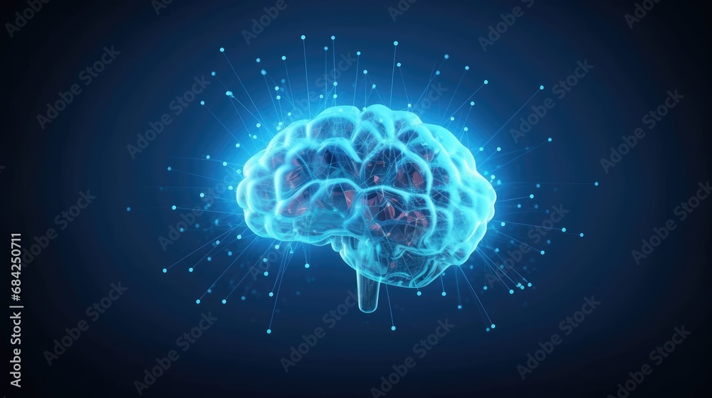 Digital brain connected to data center Concept of Artificial intelligence neural system