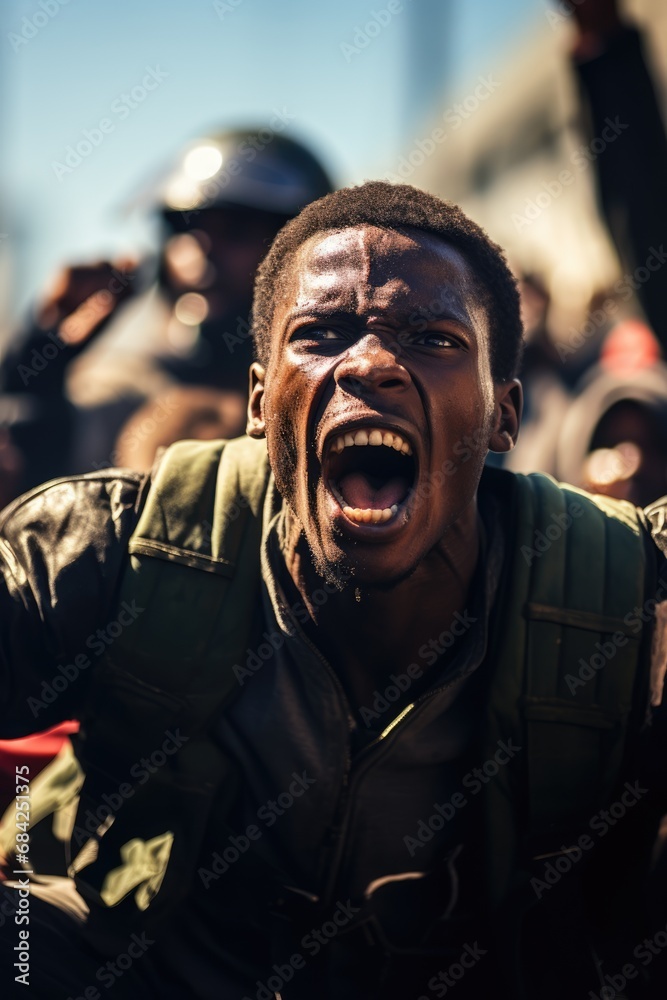 black race activist with raised fists, creating a strong sense of solidarity and determination, black History Month black race activist with raised fists, creating a strong sense of solidarity and determination, black History Month