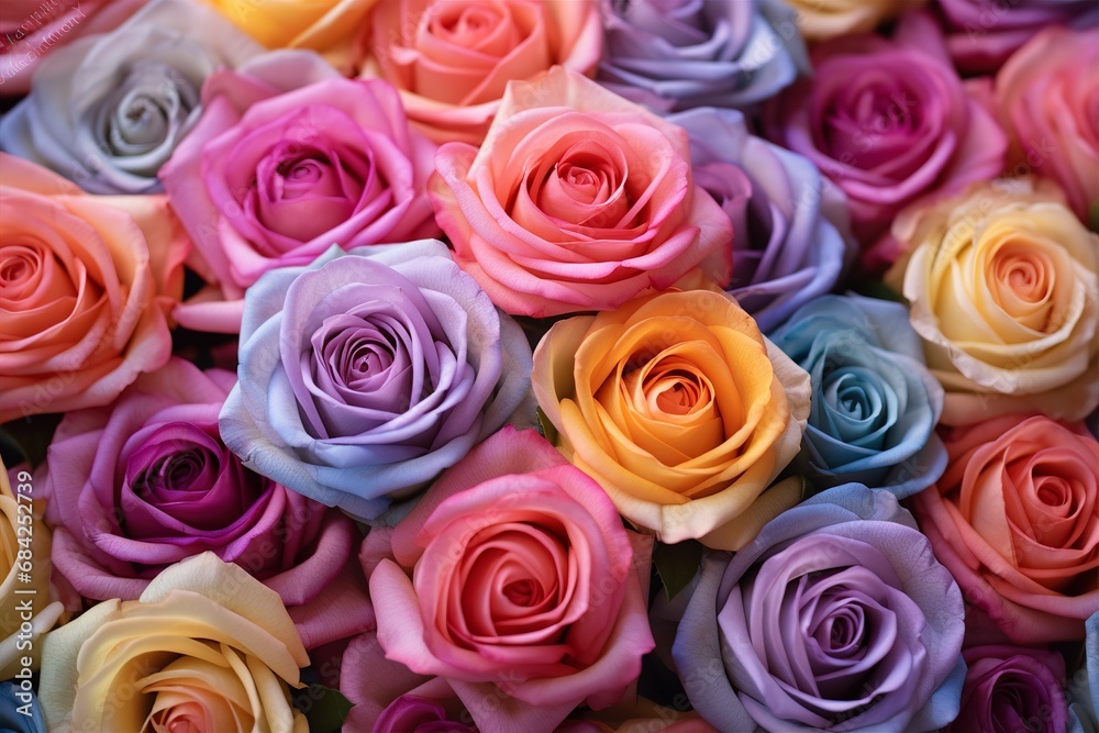a vibrant bouquet of roses in a vase with soft pastel color a vibrant bouquet of roses in a vase with soft pastel color