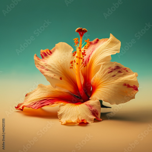 exotic flower portrait in pastel colors created with artificial intelligence