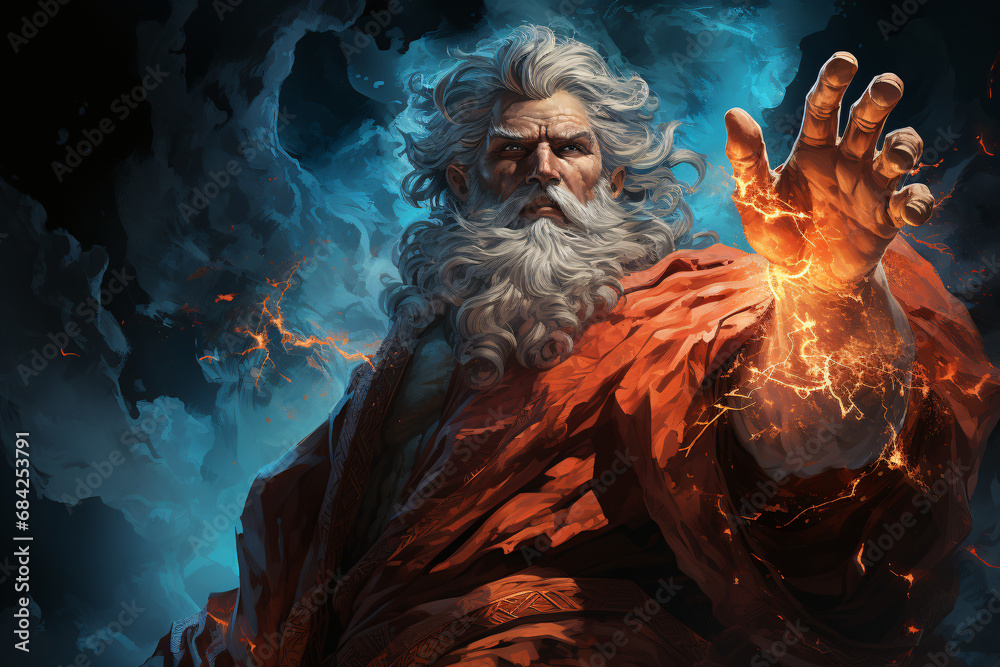 Zeus the Thunderer. God of the sky, thunder, lightning, in charge of ...