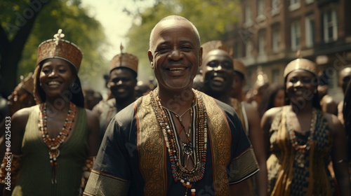 A man in a traditional African outfit, wearing a smile.