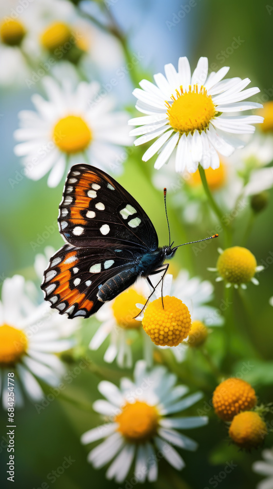Beautiful black Baltimore Checker spot butterfly (Euphydryas phaeton) on the flower close up Beautiful black Baltimore Checker spot butterfly (Euphydryas phaeton) on the flower close up