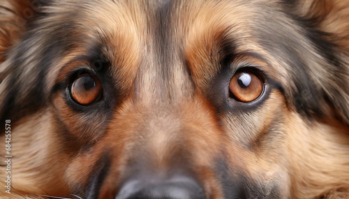 Macro shot of innocent eyes of  German Shepherd dog photo