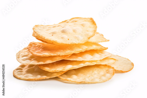 Crisps resting on a pallid backdrop, representing culinary notion.