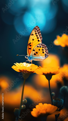 Beautiful butterfly on the flower close up