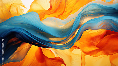 Fluid and Abstract Oil Blend in Blue, Orange, and Black