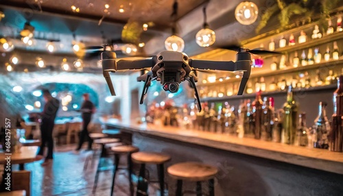 Dron trabajando en un bar