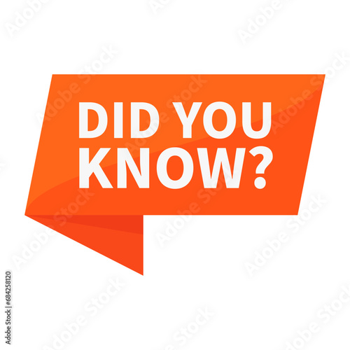 Did You Know In Orange Rectangle Parallelogram Ribbon Shape For Information Announcement
