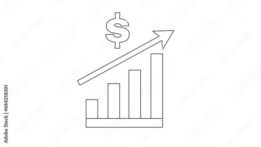animated sketch of a rising dollar graphic icon animated sketch of a rising dollar graphic icon