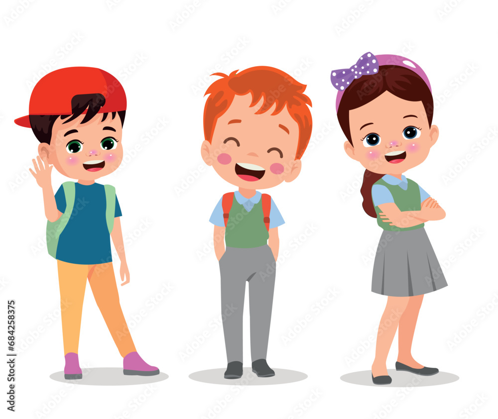 vector illustration of students in different postures vector illustration of students in different postures