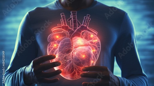 Human heart anatomy.  heart disease concept photo