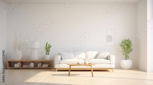 Serenity of Minimalist Living A Sunlit  Clutter-Free Living Room