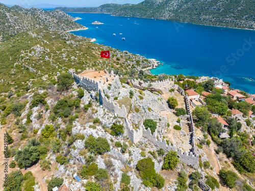 Fototapeta Naklejka Na Ścianę i Meble -  Aerial view with drone. Kalekoy - Simena - Kekova - Turkey.
