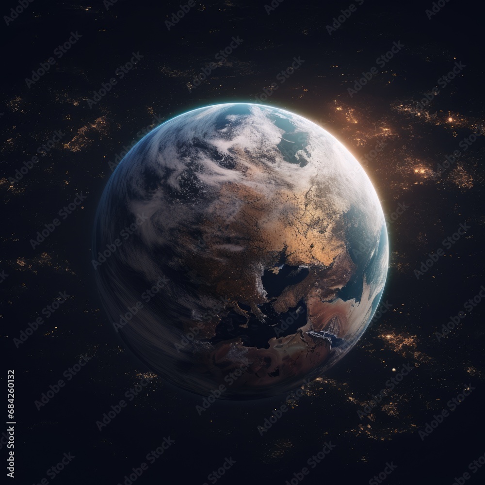 Fototapeta premium the earth from space, dark style