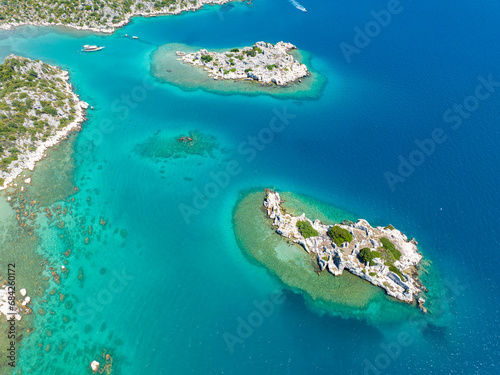 Aerial view with drone. Kalekoy - Simena - Kekova - Turkey.